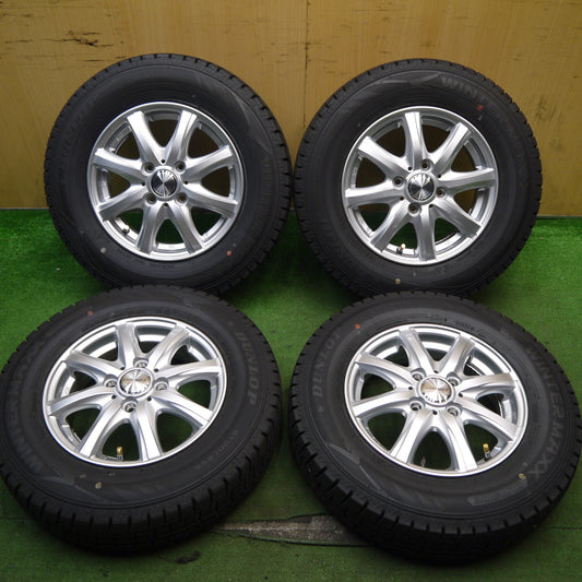 バリ溝！24年！キレイ！ほぼ10分★スタッドレス 155/80R13 ダンロップ ウインターマックス WM02 MACBES MB8 マクベス 13インチ PCD100/4H★5052709Hス