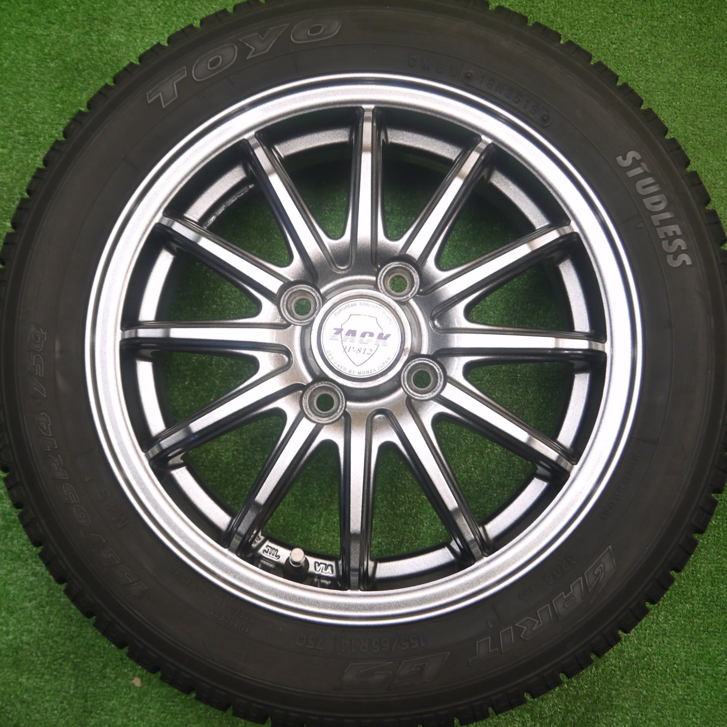 [送料無料] バリ溝！キレイ！9分★スタッドレス 155/65R14 トーヨー ガリット G5 ZACK JP-812 MONZA ザック 14インチ PCD100/4H★4092414Hス