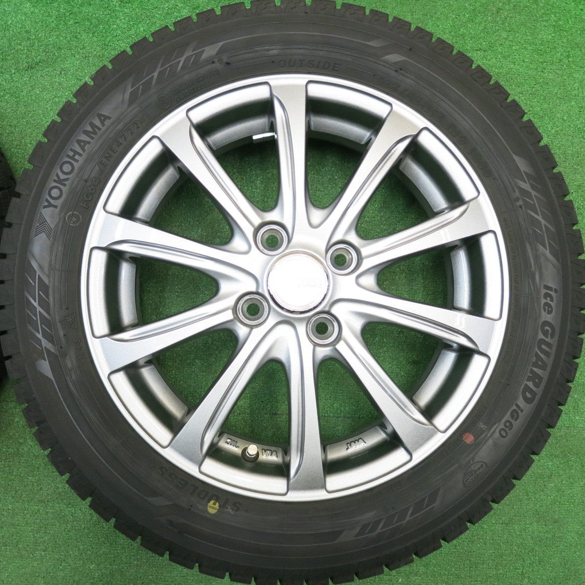 バリ溝！22年！キレイ！ほぼ10分★スタッドレス 165/65R15 ヨコハマ アイスガード iG60 WEZEN 15インチ ソリオ ハスラー 等 PCD100/4H★5110804HAス