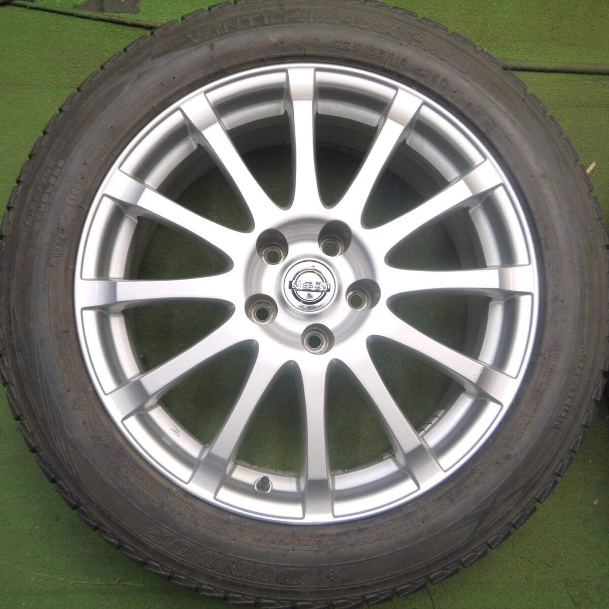 [送料無料] 4本価格★日産 T32 エクストレイル 純正 225/55R18 スタッドレス ダンロップ ウインターマックス SJ8 PCD114.3/5H★4061406Hス