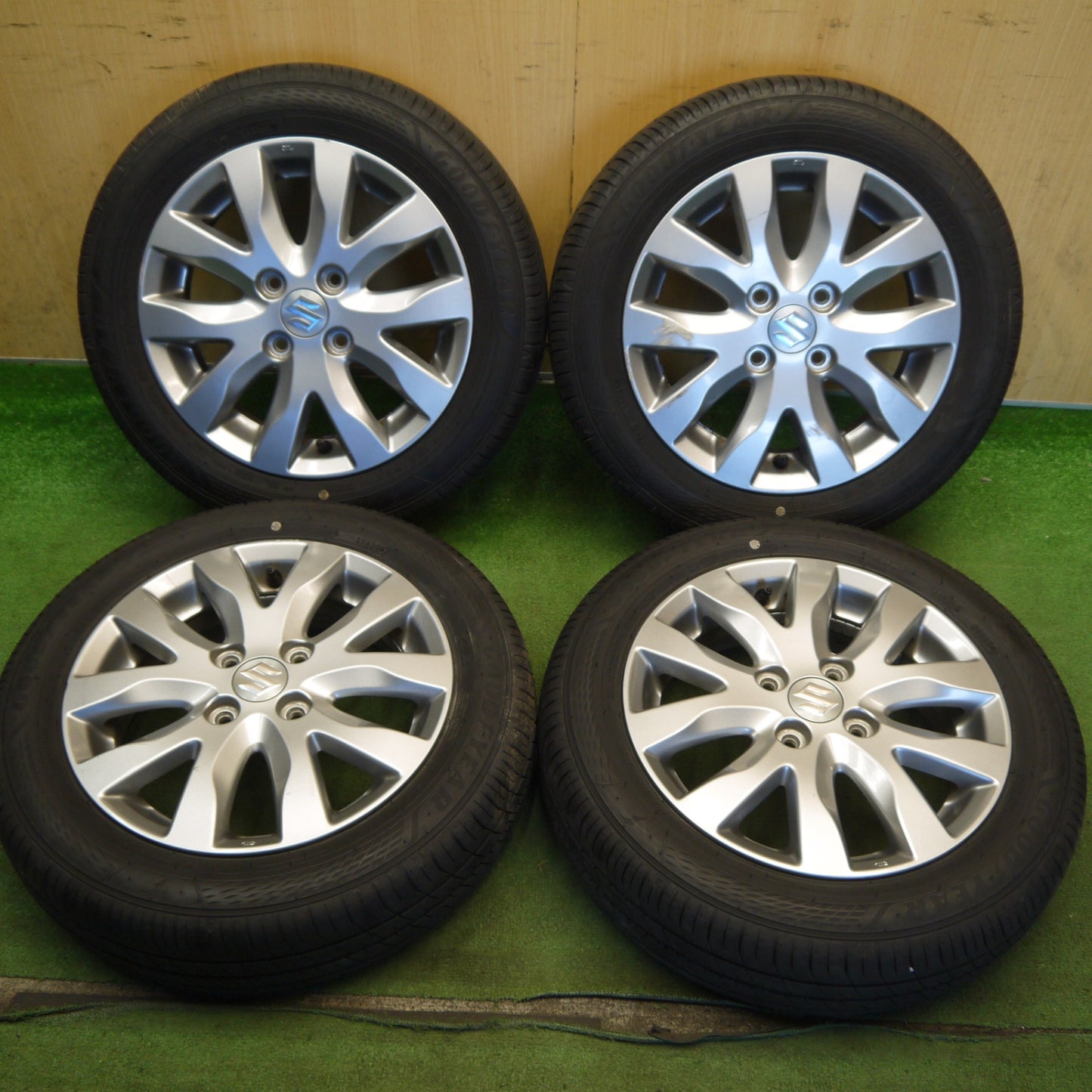 バリ溝！25年！9分◎スズキ MH23S ワゴンR スティングレー 純正 155/65R14 グッドイヤー EfficientGrip ECO EG02 14インチ PCD100/4H◎6072404Hノ