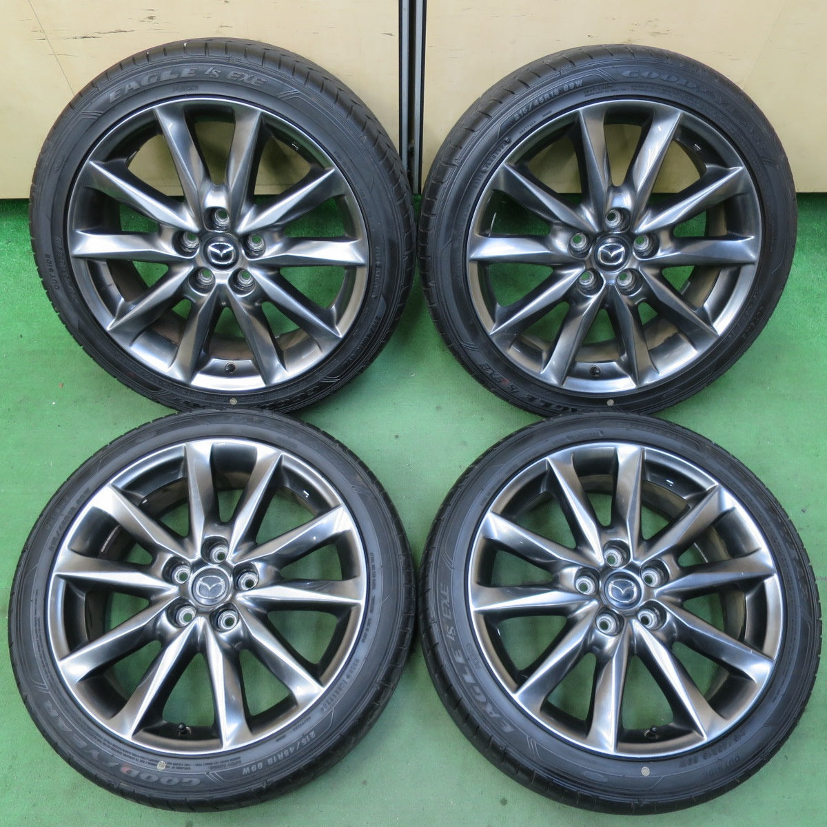 バリ溝！24年！キレイ！9.5分以上★マツダ アクセラ 純正 215/45R18 グッドイヤー イーグル LS EXE 18インチ PCD114.3/5H★5070307イノ
