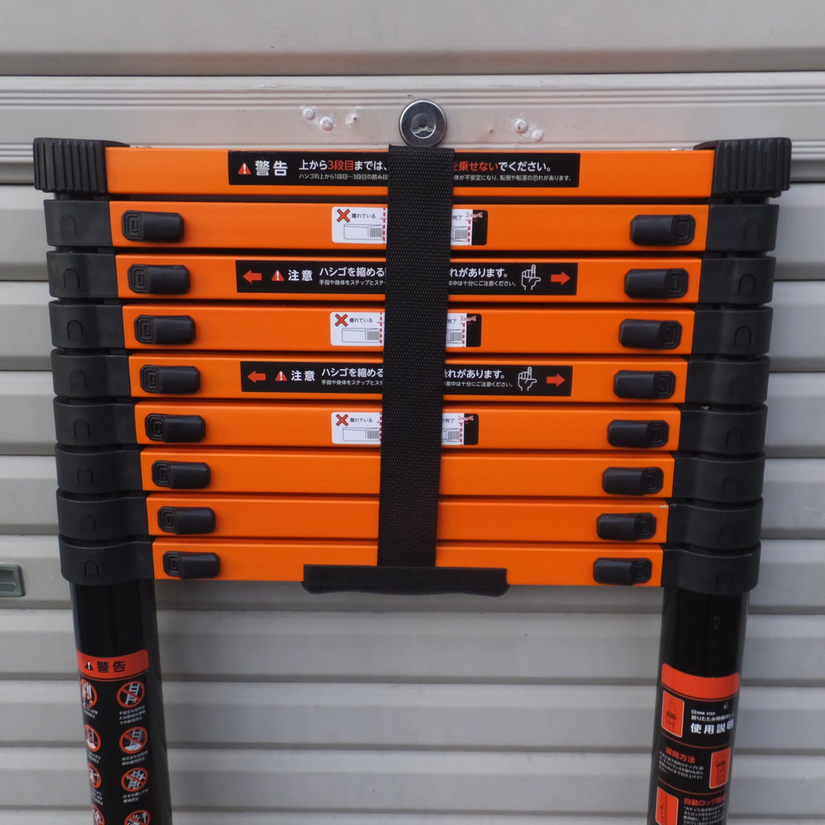 ★ワンステップ ONE STEP 折りたたみ伸縮はしご 形式 不明　最大耐荷重 約 150kg　縮長 約 92cm　伸長 約 388cm★