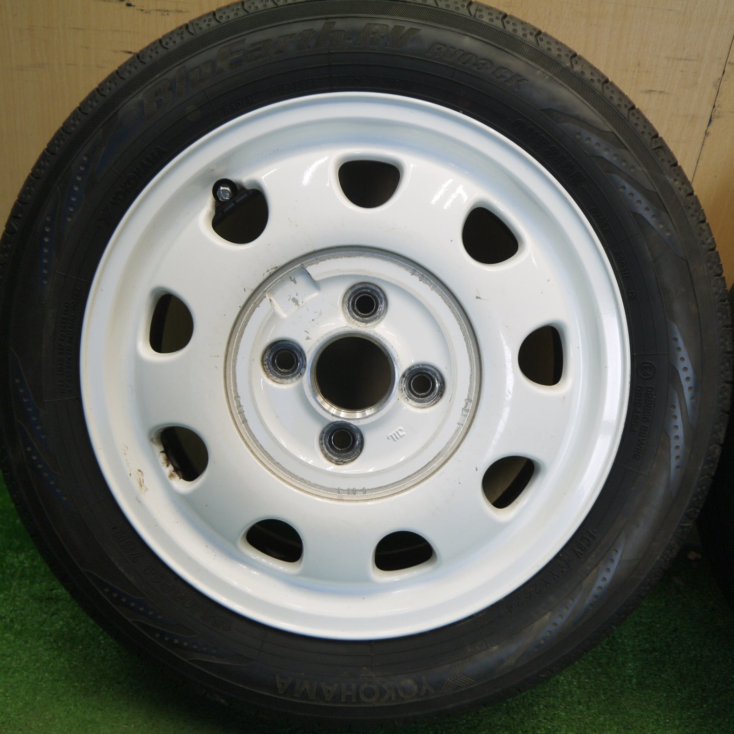 バリ溝！25年！ほぼ10分！2本★スズキ アルト ラパン ショコラ 純正 155/65R14 ヨコハマ BluEarth-RV RV03 CK ブルーアース 14インチ PCD100/4H★6042201Hノ