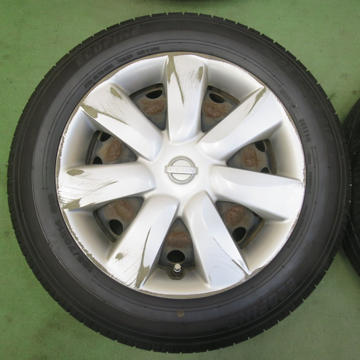 バリ溝！23年！8.5分★日産 K13 マーチ 純正 スチール 165/70R14 ECOFINE エコファイン 14インチ PCD100/4H★6052207イノ