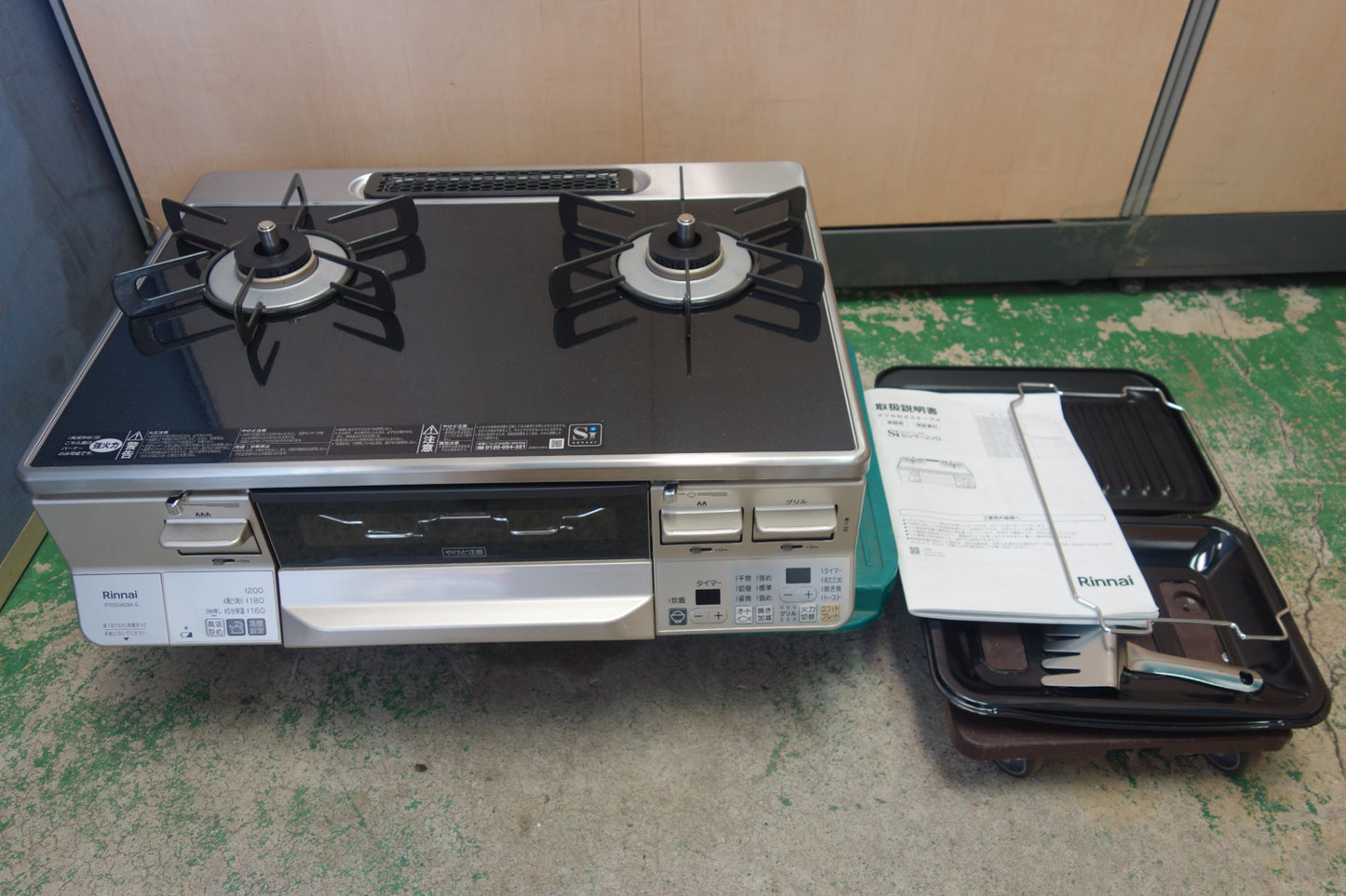 [送料無料] ほぼ未使用！美品☆リンナイ ラクシエ 2口 ガス テーブル コンロ 都市ガス 用 RTE65VACBA-GL RTS65AWKR グリル付き Rinnai☆