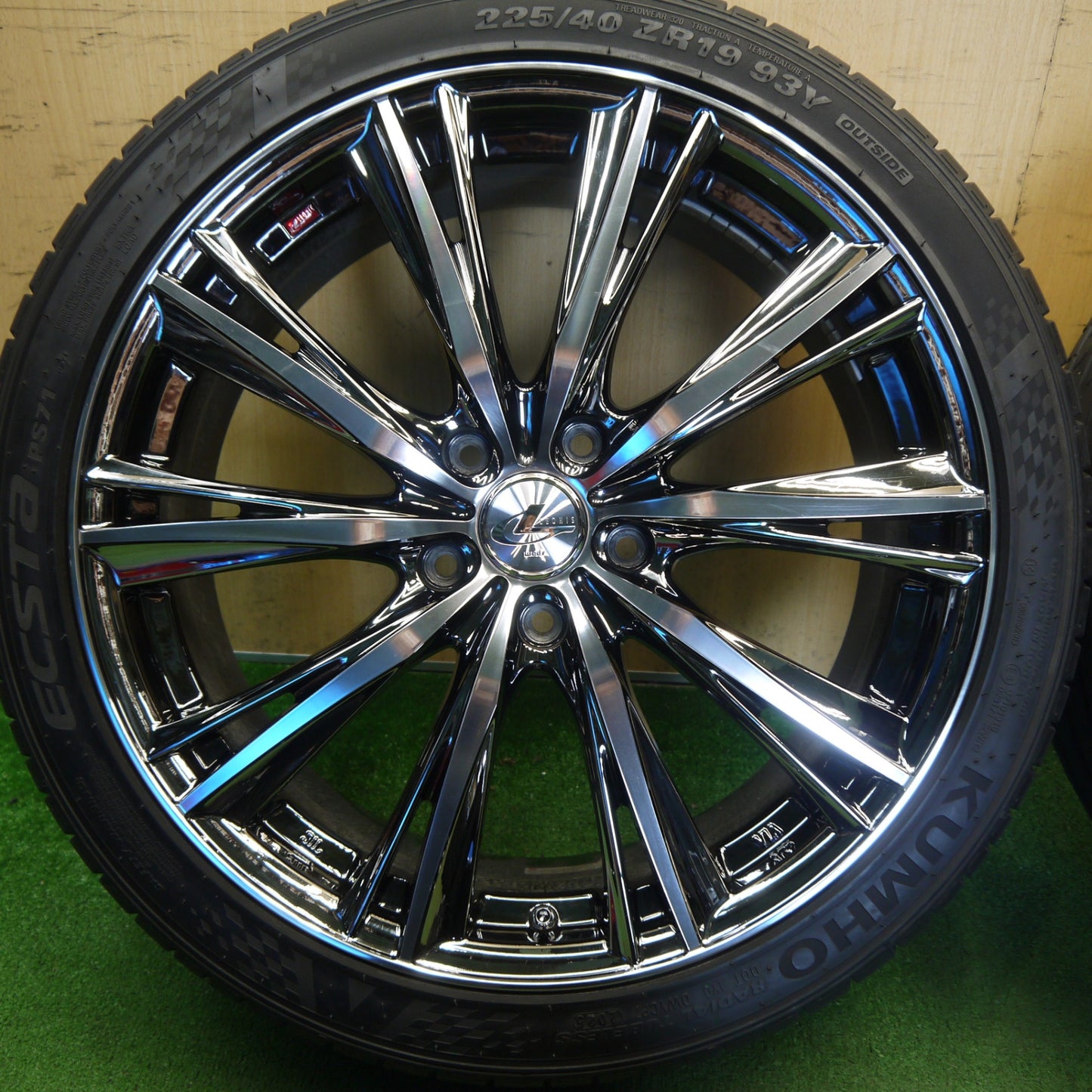 バリ溝！25年！キレイ！9.5分★LEONIS WX 225/40R19 クムホ エクスタ PS71 レオニス 19インチ PCD114.3/5H★6051301Hノ