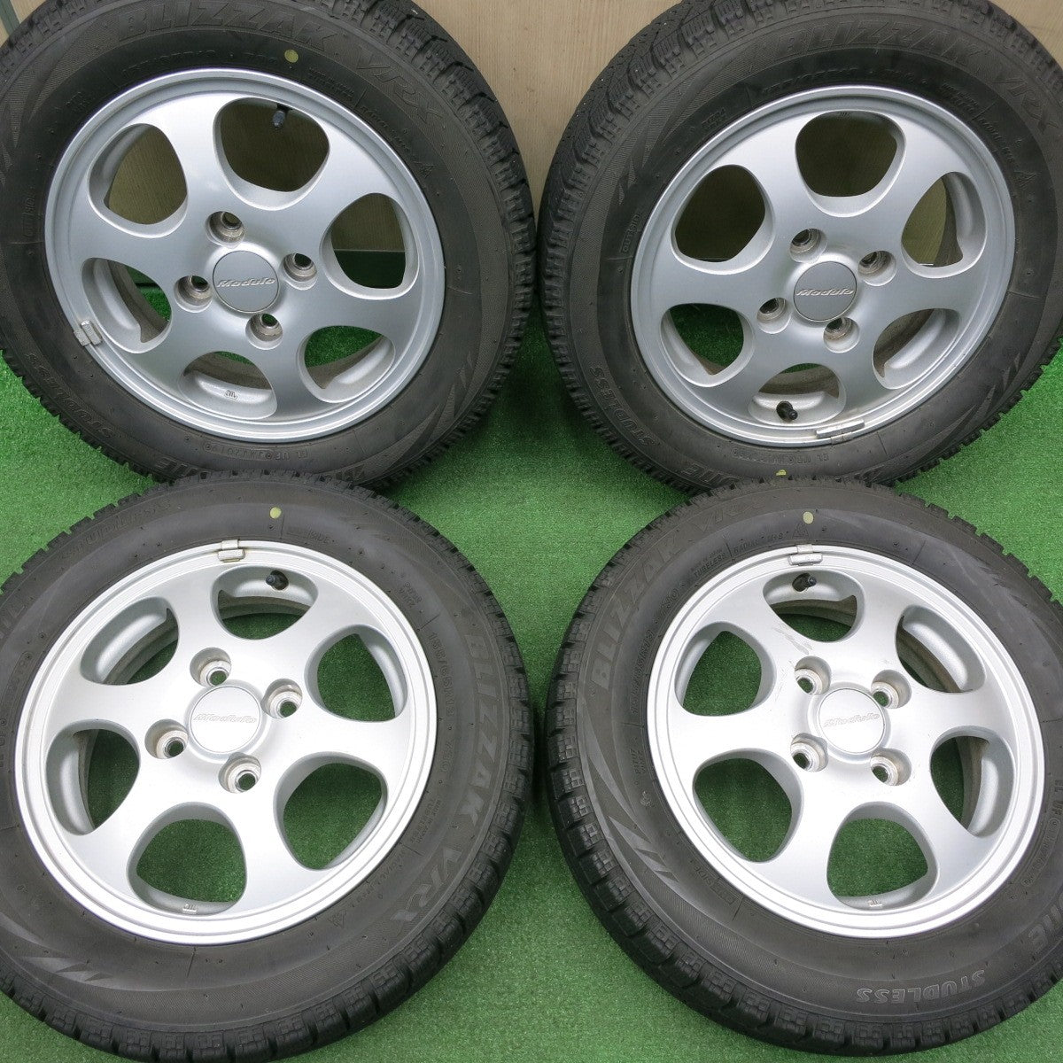 [送料無料] 4本価格★ホンダ ライフ ザッツ ゼスト 等 純正 Modulo 155/65R13 スタッドレス ブリヂストン ブリザック VRX モデューロ 13インチ PCD100/4H★4121805NJス