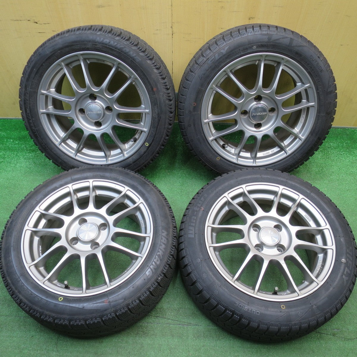 バリ溝！23年！キレイ！9.5分★スタッドレス 185/55R15 195/50R15 ハイフライ win-turi 216 ナンカン アイス アクティバ AW-1 RIVAZZA ENKEI リバッツァ エンケイ 15インチ PCD100/4H★6021106NJス