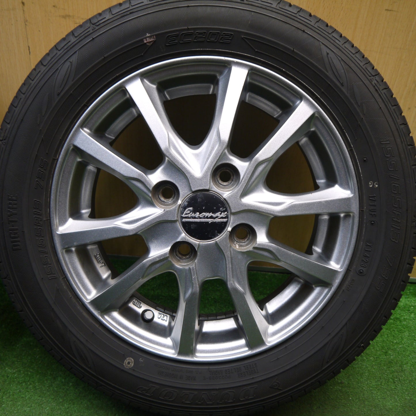 バリ溝！23年！8.5分★155/65R13 ダンロップ EC202 Euromax ユーロマックス 13インチ PCD100/4H★5080405Hノ
