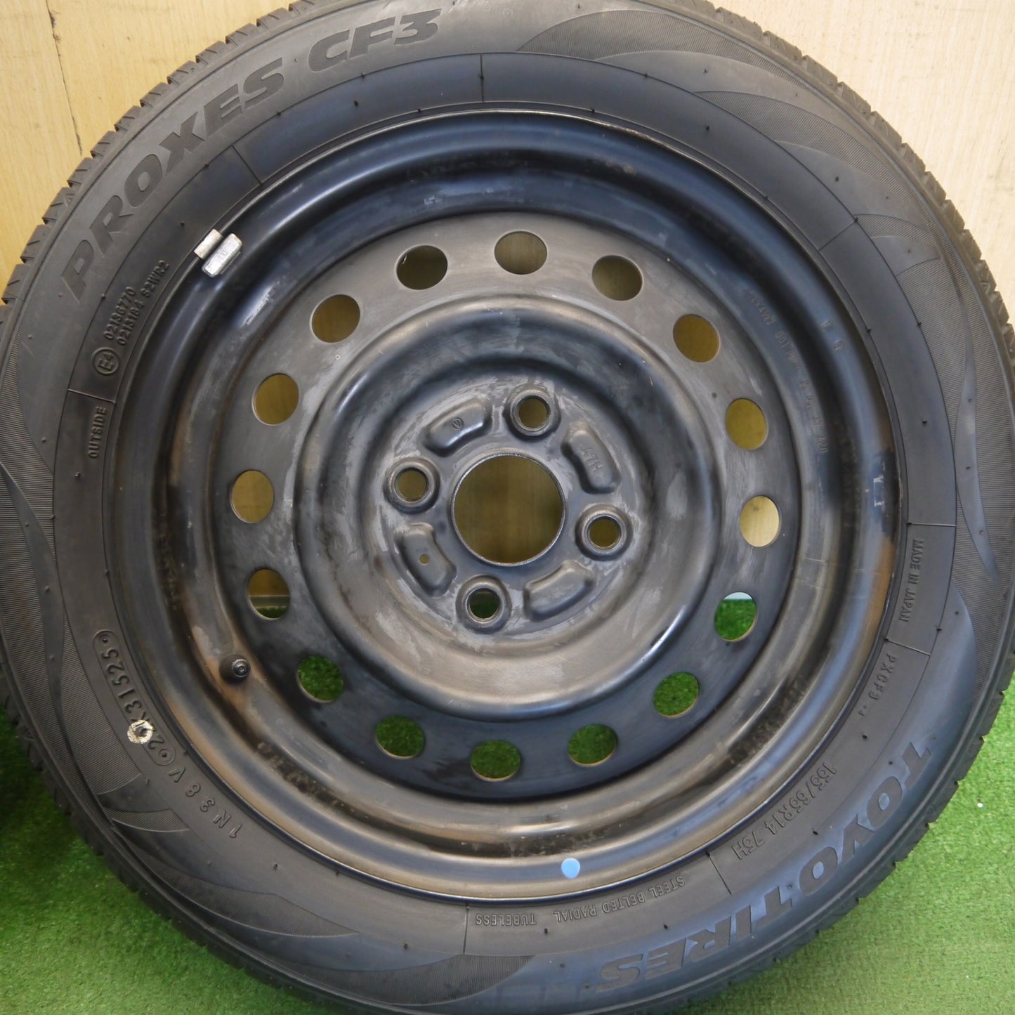 バリ溝！25年！9.5分◎155/65R14 トーヨー プロクセス CF3 スチール ホイール 14インチ PCD100/4H◎6071505Hノ