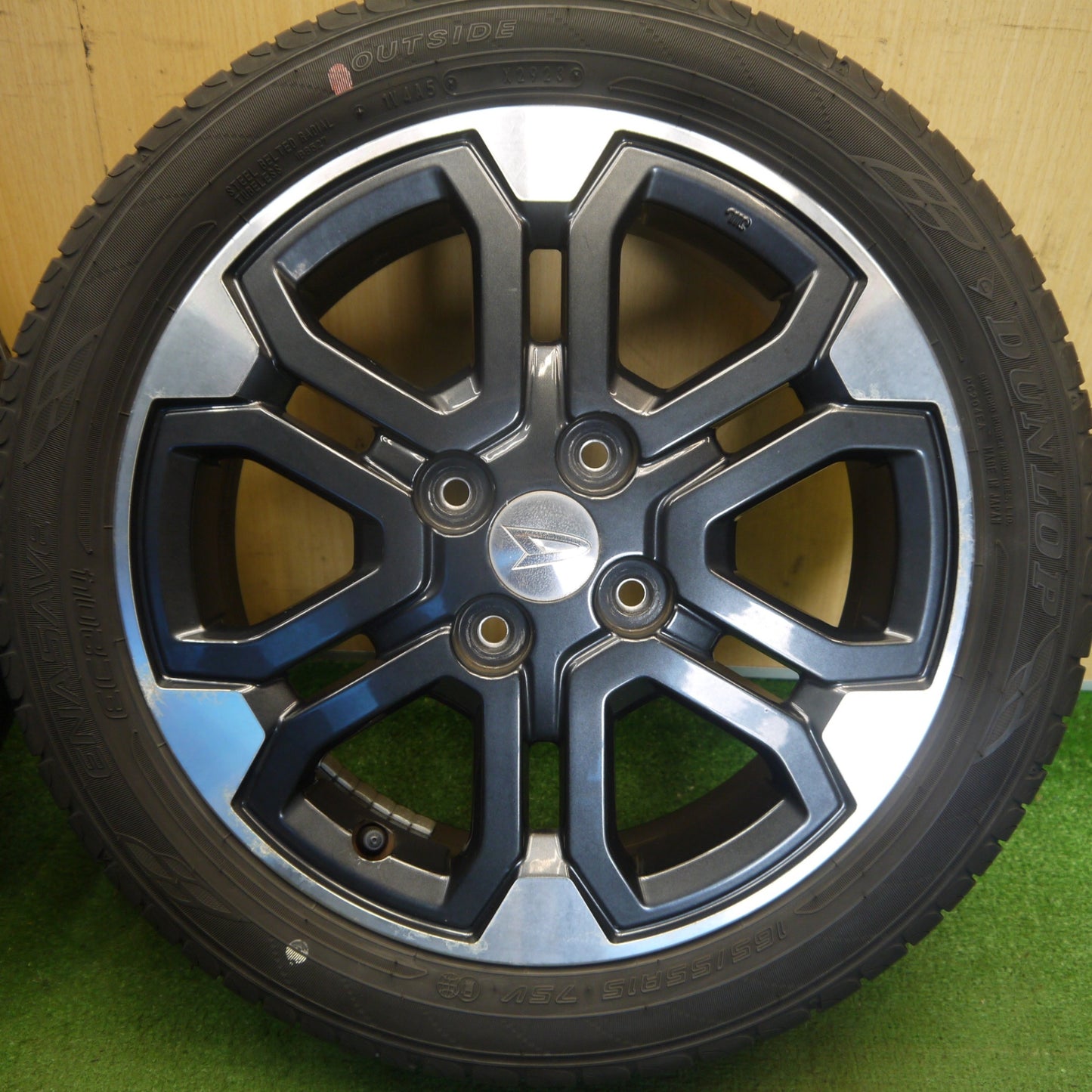 バリ溝！23年！8.5分★ダイハツ ウェイク 純正 165/55R15 ダンロップ エナセーブ EC204 15インチ PCD100/4H★6060504Hノ