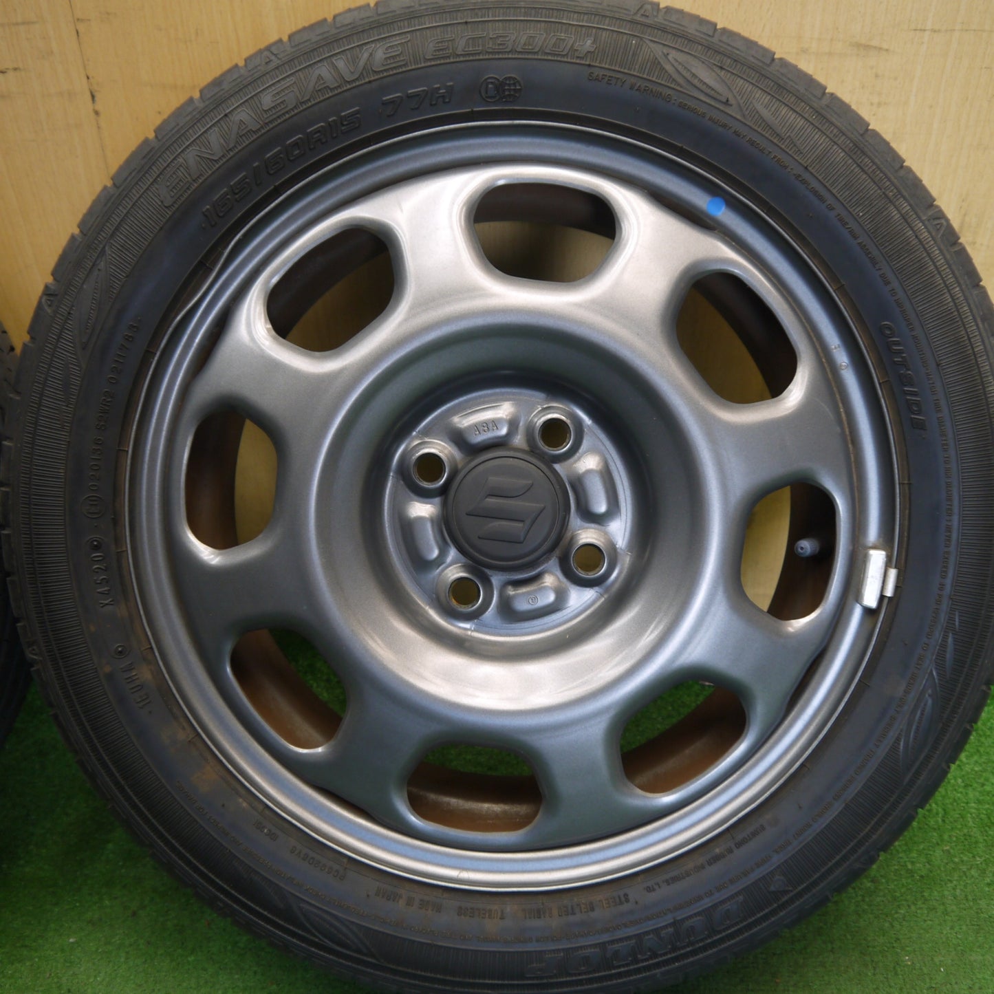 2本価格◎スズキ ハスラー 純正 スチール 165/60R15 ダンロップ エナセーブ EC300+ 15インチ PCD100/4H◎6070701Hノ