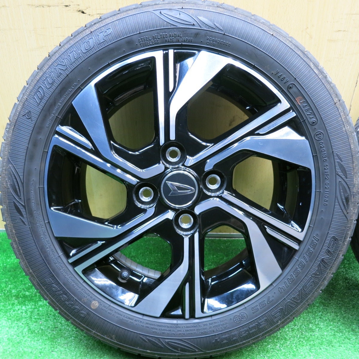 ほぼ新車外し！24年★ダイハツ LA650S タント カスタム 純正 155/65R14 ダンロップ エナセーブ EC300+ 14インチ PCD100/4H★6010309HAノ