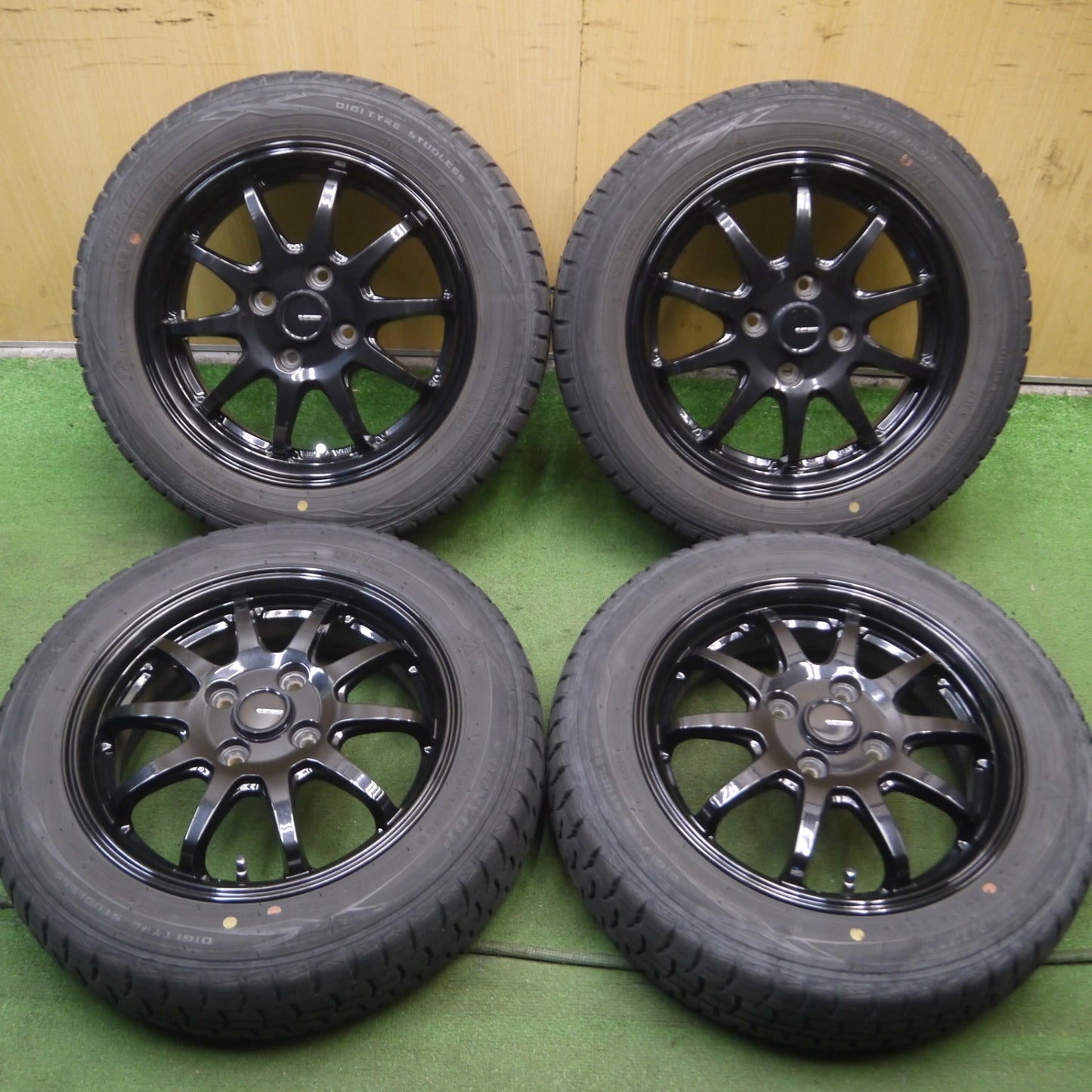 *送料無料* 4本価格★スタッドレス G-SPEED 155/65R14 ダンロップ ウインターマックス WM01 G-SPEED Gスピード 14インチ PCD100/4H★4061101Hス