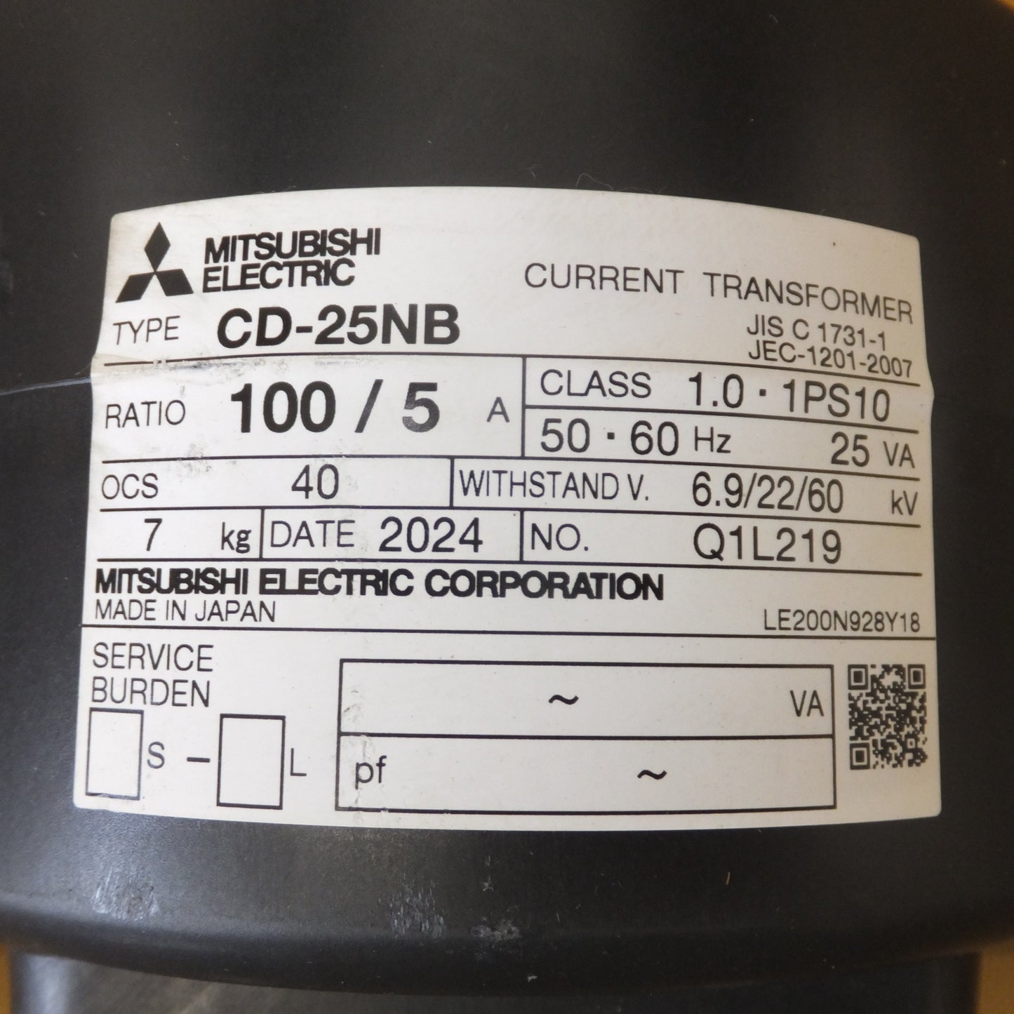 [送料無料] 未使用★三菱電機 MITSUBISHI 計器用変成器 変流器 電力管理用計器 CD-25NB　RATIO 100/5A★