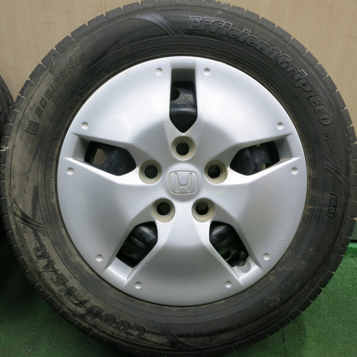 *送料無料* バリ溝！9.5分★ホンダ RG ステップワゴン 純正 スチール 205/65R15 グッドイヤー EfficientGrip ECO hybrid EG01 PCD114.3/5H★4062810HAノ
