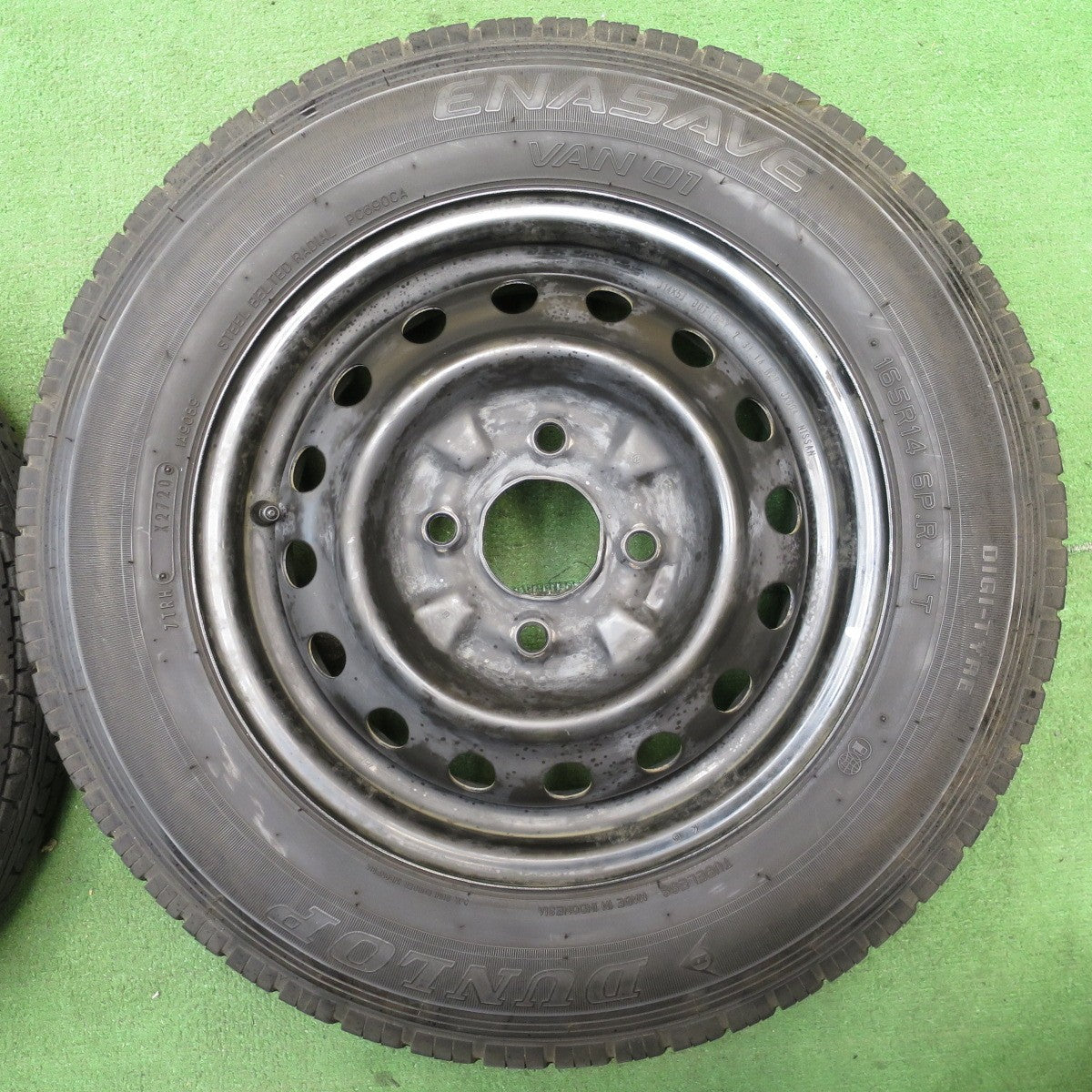 バリ溝！21年！8.5分★165R14 8PR ダンロップ エナセーブ VAN01 スチール ホイール 14インチ PCD114.3/4H★5062702NJノ