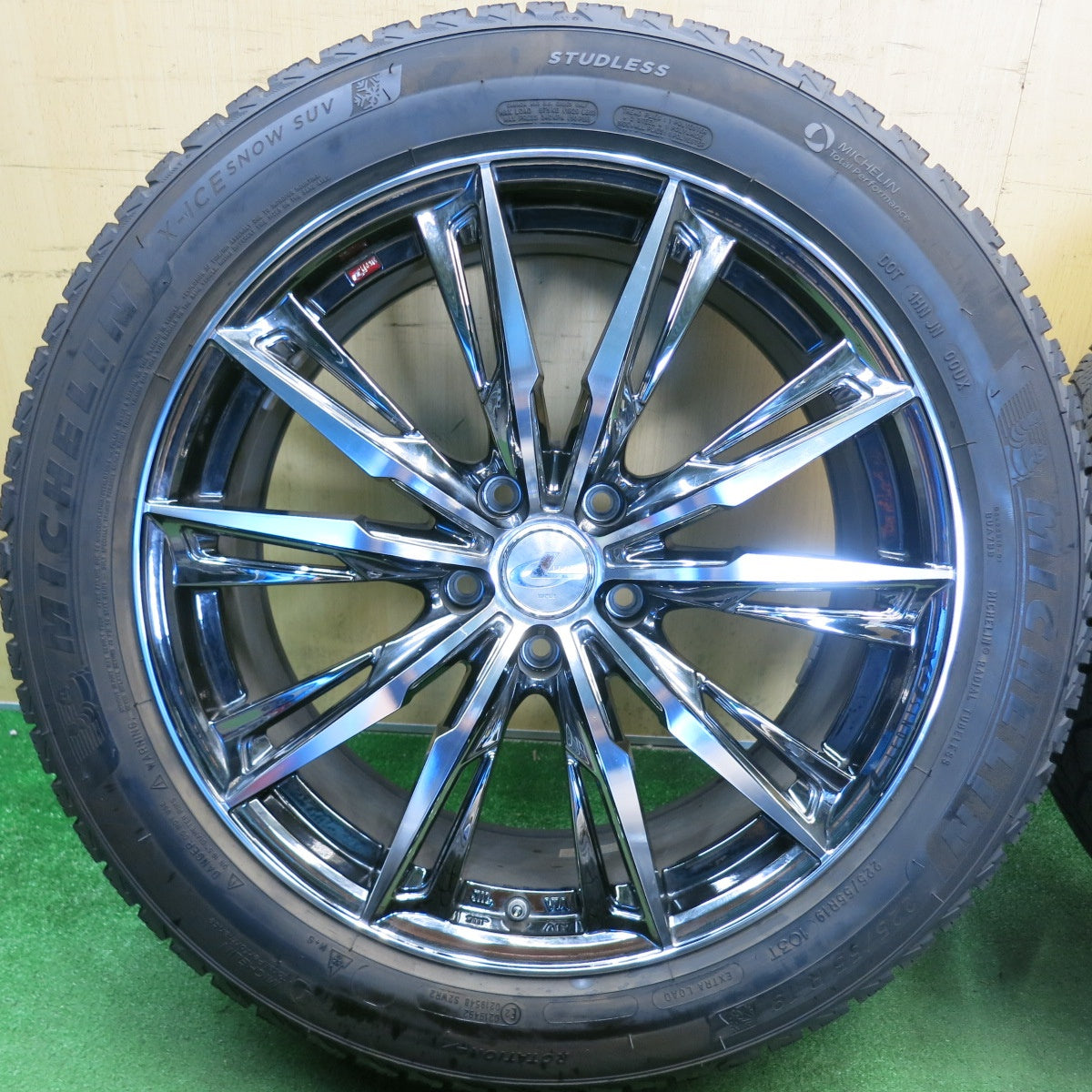バリ溝！9.5分◎LEONIS GX 225/55R19 スタッドレス ミシュラン X-ICE SNOW SUV レオニス 19インチ PCD114.3/5H◎6061803HAス