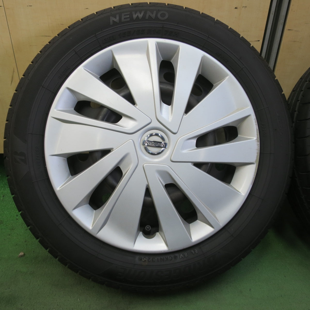 バリ溝！25年！9分★日産 デイズ 純正 スチール 155/65R14 ブリヂストン NEWNO ニューノ 14インチ PCD100/4H★6050809イノ