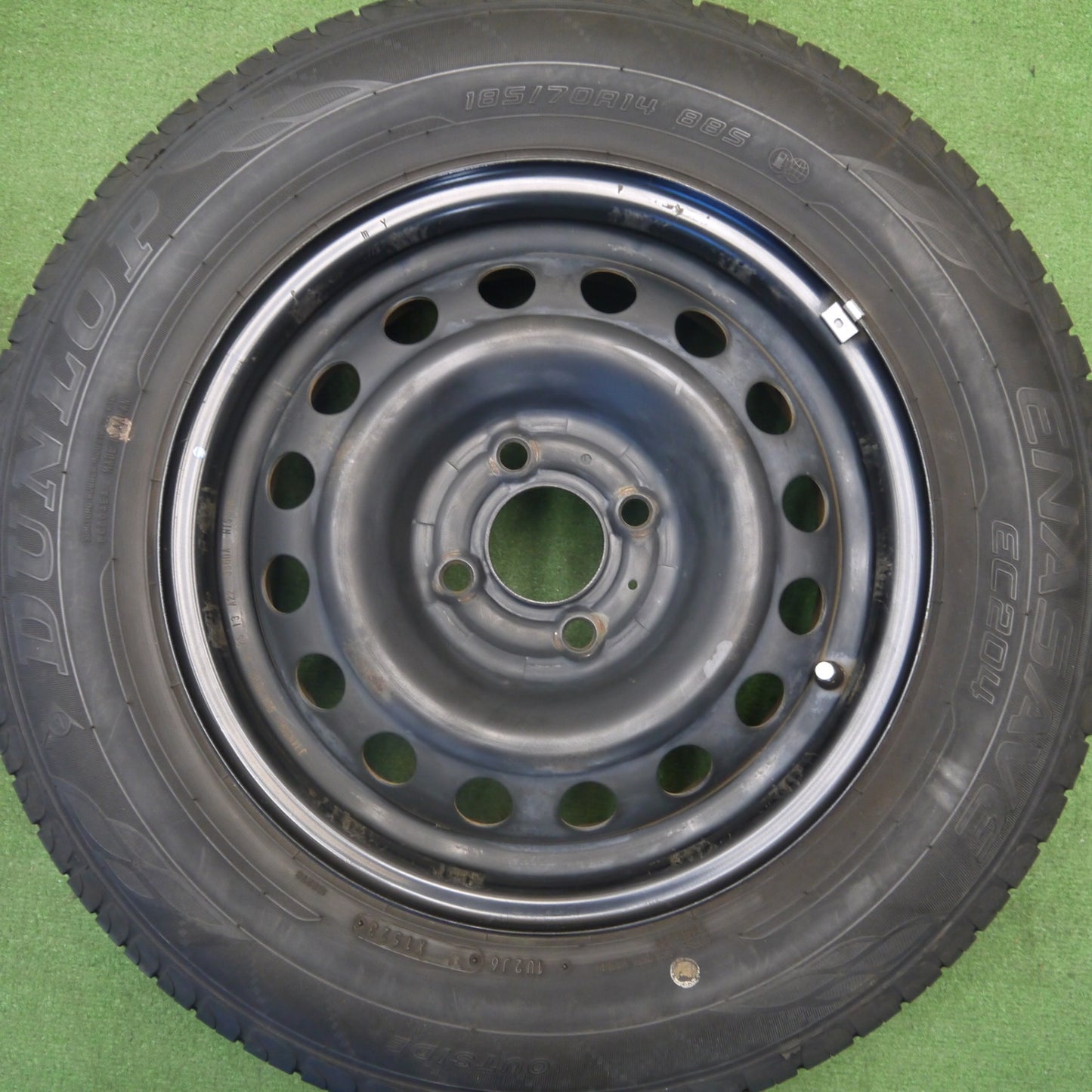 バリ溝！23年！9.5分★185/70R14 ダンロップ エナセーブ EC204 スチール ホイール 14インチ PCD100/4H★6040603Hノ
