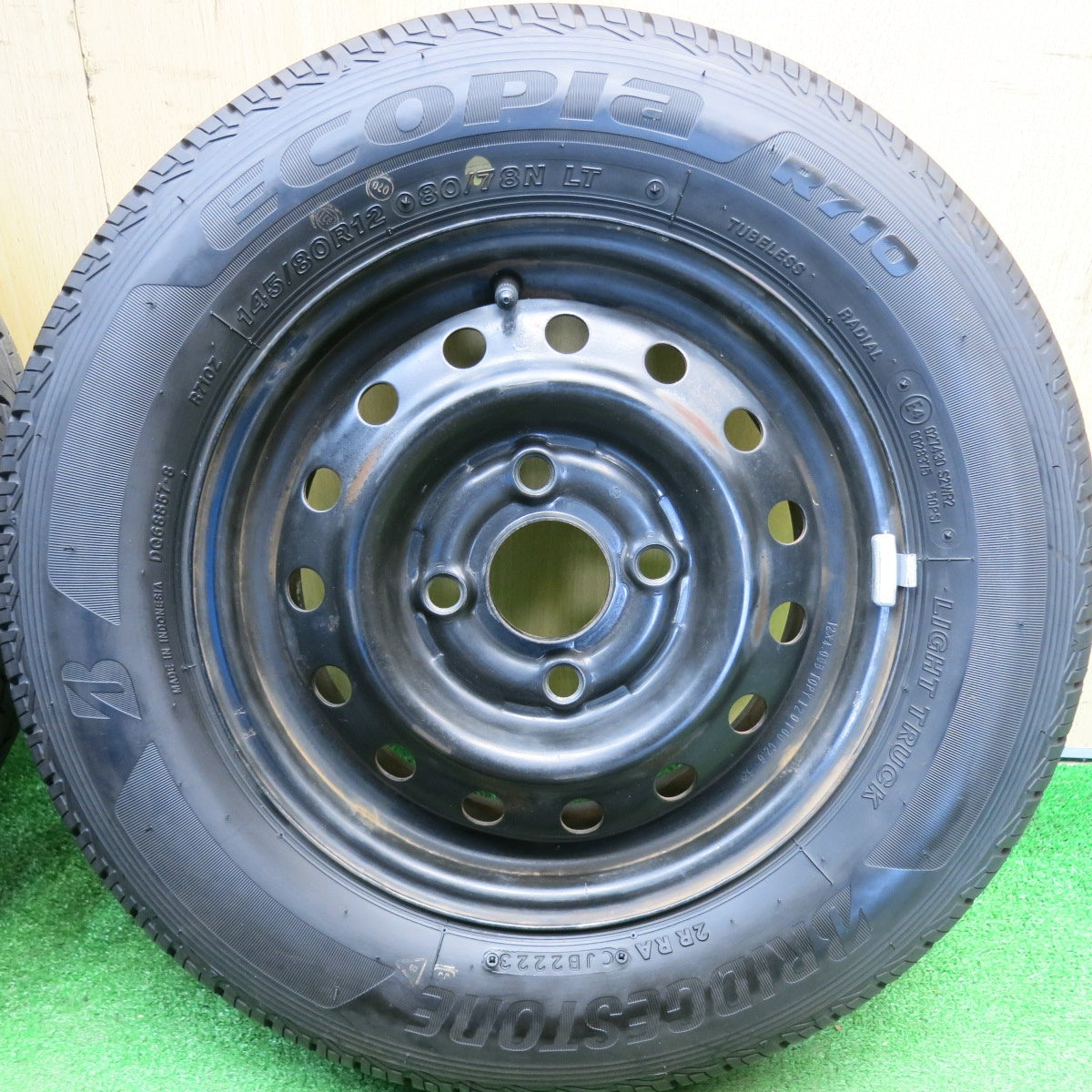 ほぼ未使用！23年★145/80R12 80/78N ブリヂストン エコピア R710 TOPY スチール ホイール 12インチ PCD100/4H★6041904HAノ