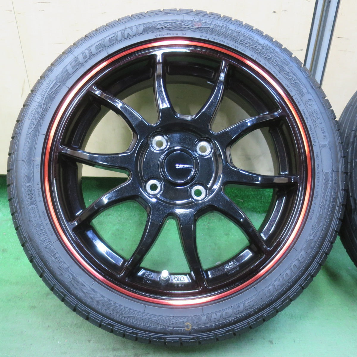 ほぼ未使用！25年！キレイ★165/50R15 ルッチーニ BUONO SPORT G-SPEED Gスピード 15インチ 軽サイズ コペン タフト 等 PCD100/4H★6033110イノ