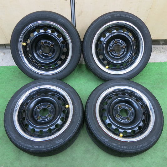 キャップ＆トリムリング付き！キレイ★DAYTONA STYLE 165/55R14 セイバーリング SL201 デイトナ スタイル スチール 14インチ PCD100/4H★6012307ナノ