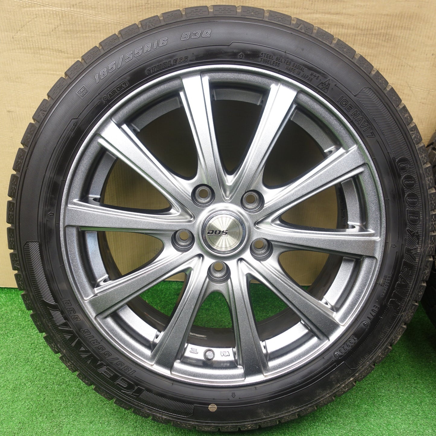 バリ溝！23年！キレイ！9.5分以上★スタッドレス 185/55R16 グッドイヤー アイスナビ7 D.O.S. DOS 16インチ PCD114.3/5H★6010801KTス