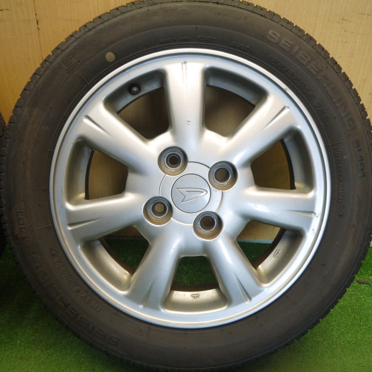 バリ溝！25年！8.5分◎ダイハツ タント ムーヴ ミラ 等 純正 155/65R14 セイバーリング SL101 14インチ PCD100/4H◎6071701Hノ