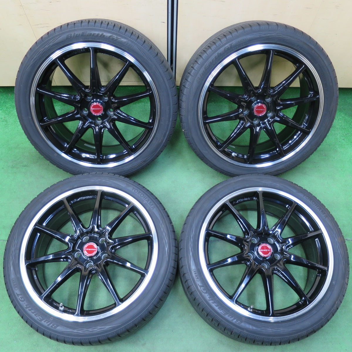 [送料無料] バリ溝！22年！9.5分★Lehrmeister LM SPORT RS10 245/40R19 ヨコハマ BluEarth-GT AE51 レアマイスター LMスポーツ PCD114.3/5H★4112601イノ
