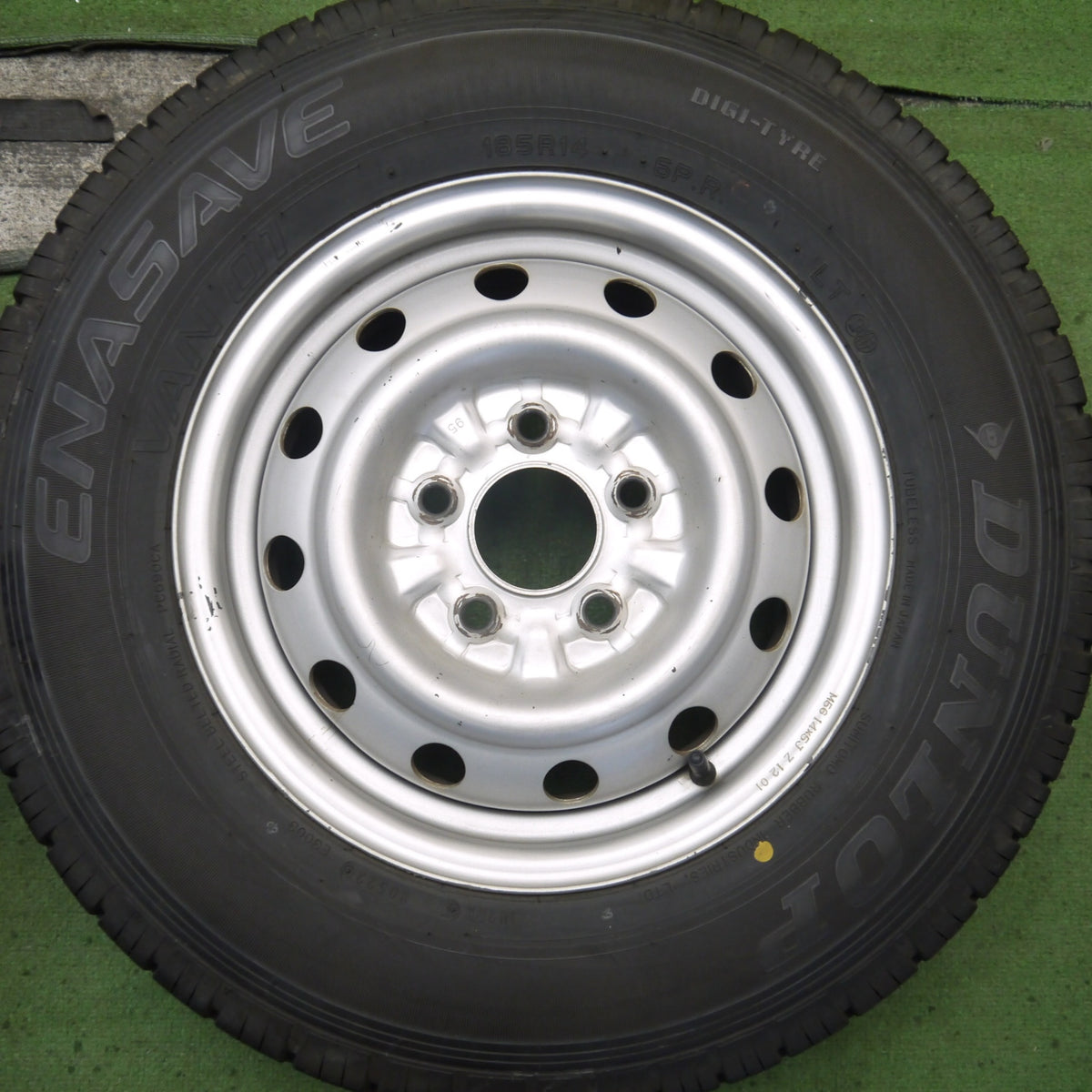 バリ溝！22年！9.5分◎185R14 6PR ダンロップ エナセーブ VAN01 スチール ホイール 14インチ PCD114.3/5H◎6090406Hノ