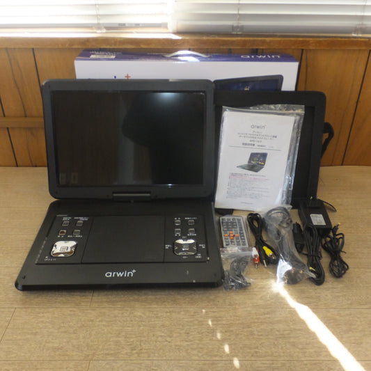 [送料無料] 未使用 展示品★アーウィン arwin ポータブルDVD&マルチプレーヤー APD-141F 14.1インチ 3電源対応★