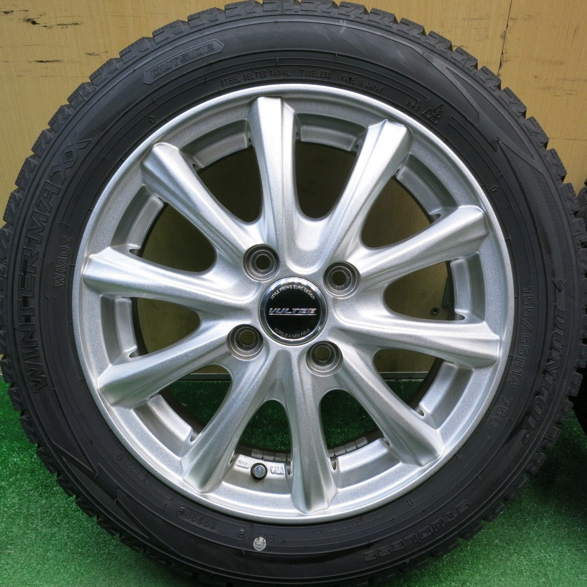 バリ溝！9分★スタッドレス 155/65R14 ダンロップ ウインターマックス WM02 VULTEE 14インチ PCD100/4H★6022811HAス