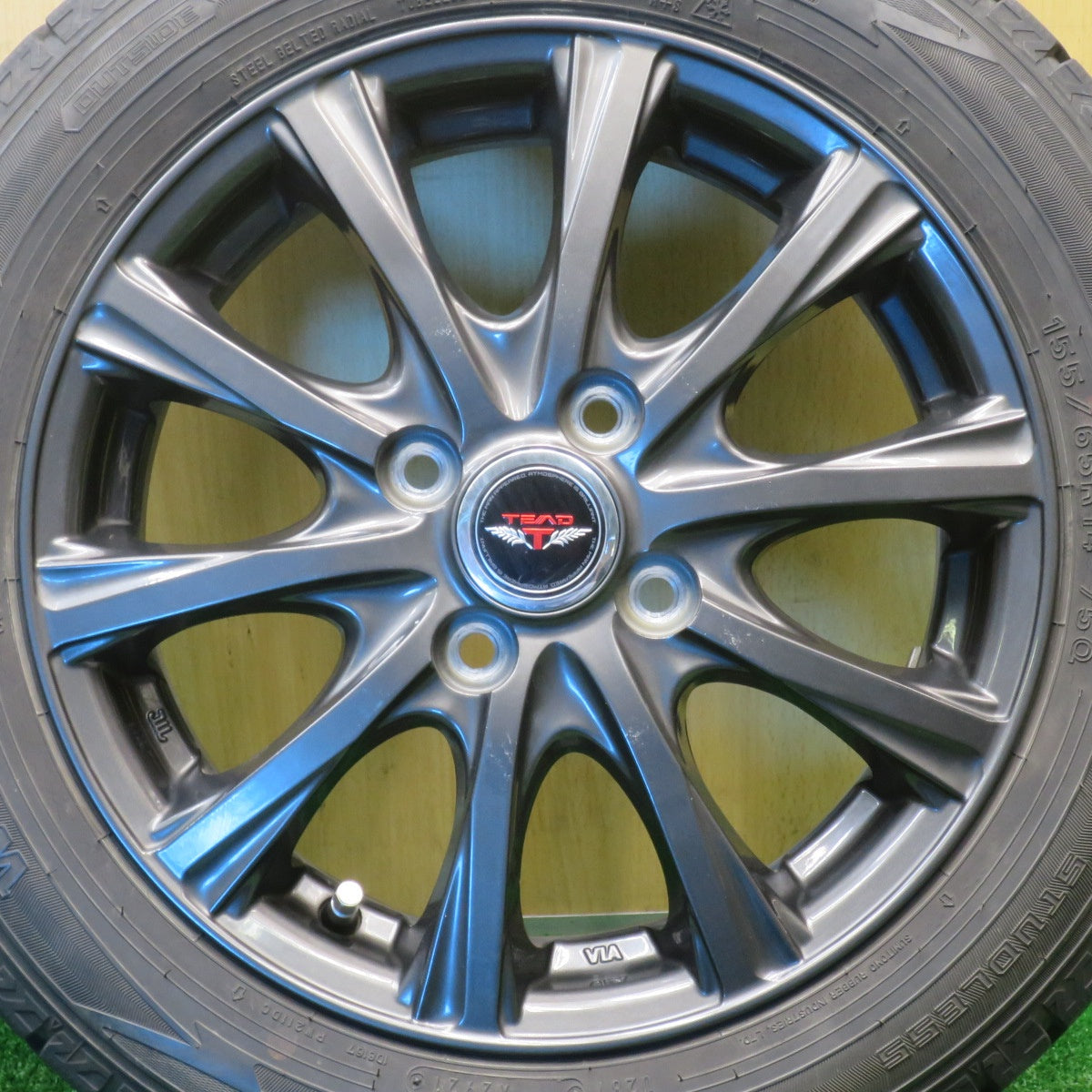 バリ溝！21年！8.5分★スタッドレス 155/65R14 ダンロップ ウインターマックス WM02 TEAD テッド 14インチ PCD100/4H★5120406NJス