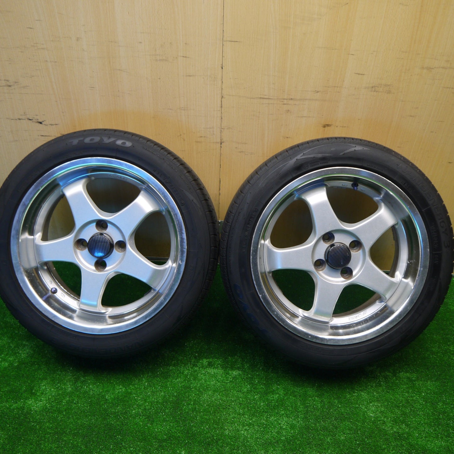 バリ溝！9.5分！2本★WORK MEISTER S1 195/50R16 トーヨー ナノエナジー3 ワーク マイスター 16インチ PCD100/4H★5100803Hノ