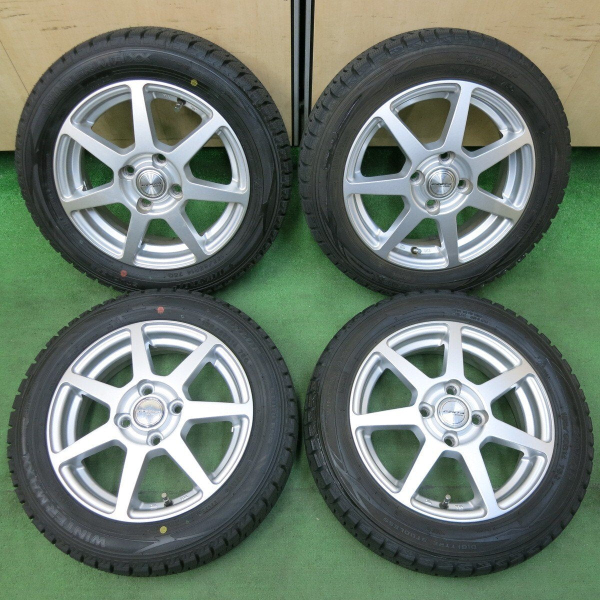 バリ溝！23年！ほぼ10分★スタッドレス 155/65R14 ダンロップ ウインターマックス WM02 WM01 DZETA LA STRADA 阿部商会 14インチ PCD100/4H★4120603SYス