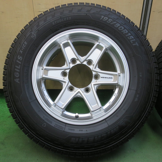 バリ溝！25年！キレイ！9.5分以上◎KEELER TACTICS 195/80R15 107/105R スタッドレス ミシュラン AGILIS X-ICE キーラー タクティクス 15インチ PCD139.7/6H◎6091903イス