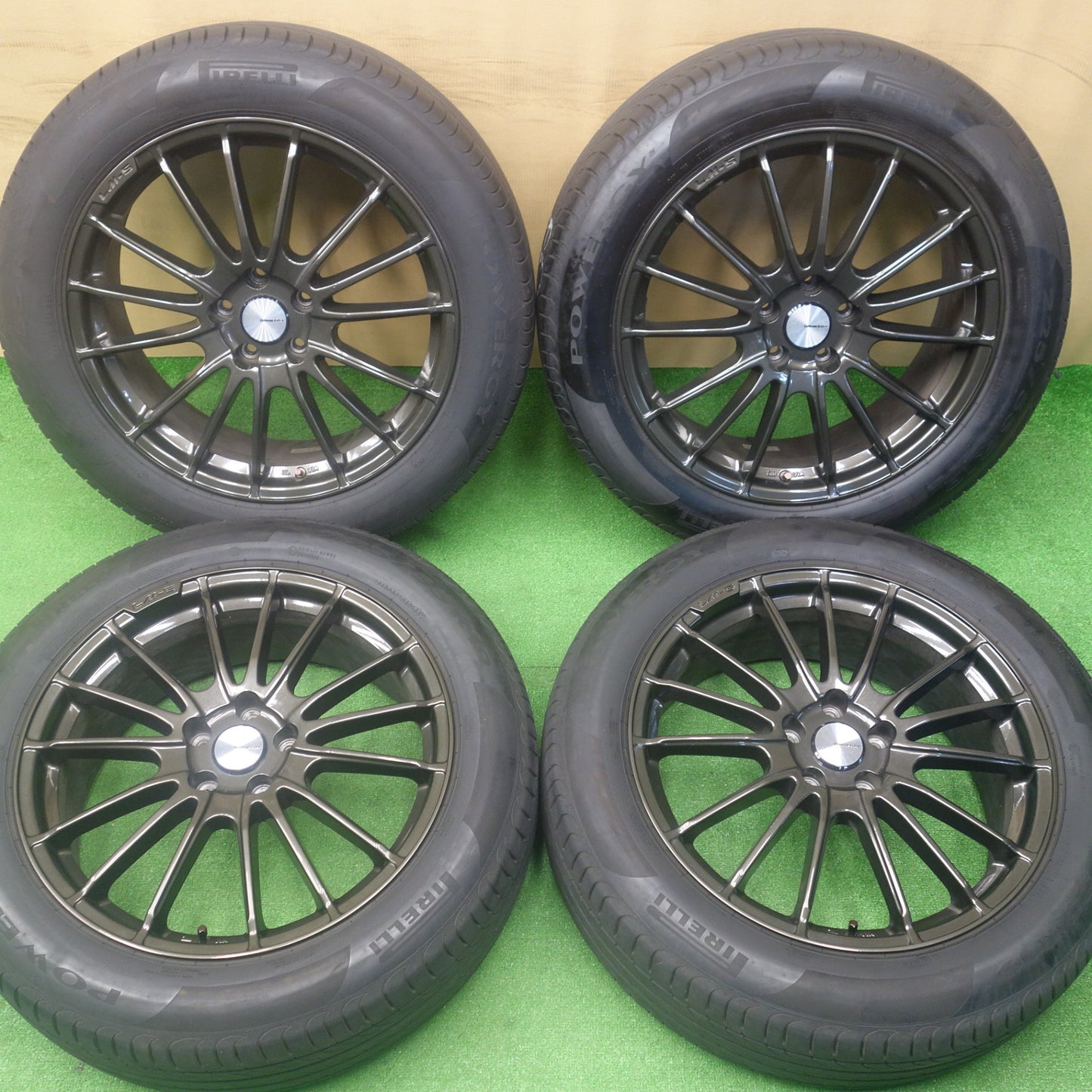 バリ溝！24年！キレイ！9分★Lehrmeister LM-S TRENTINO15 225/55R19 ピレリ POWERGY レアマイスター トレント15 パワジー 19インチ PCD114.3/5H★6041002KTノ