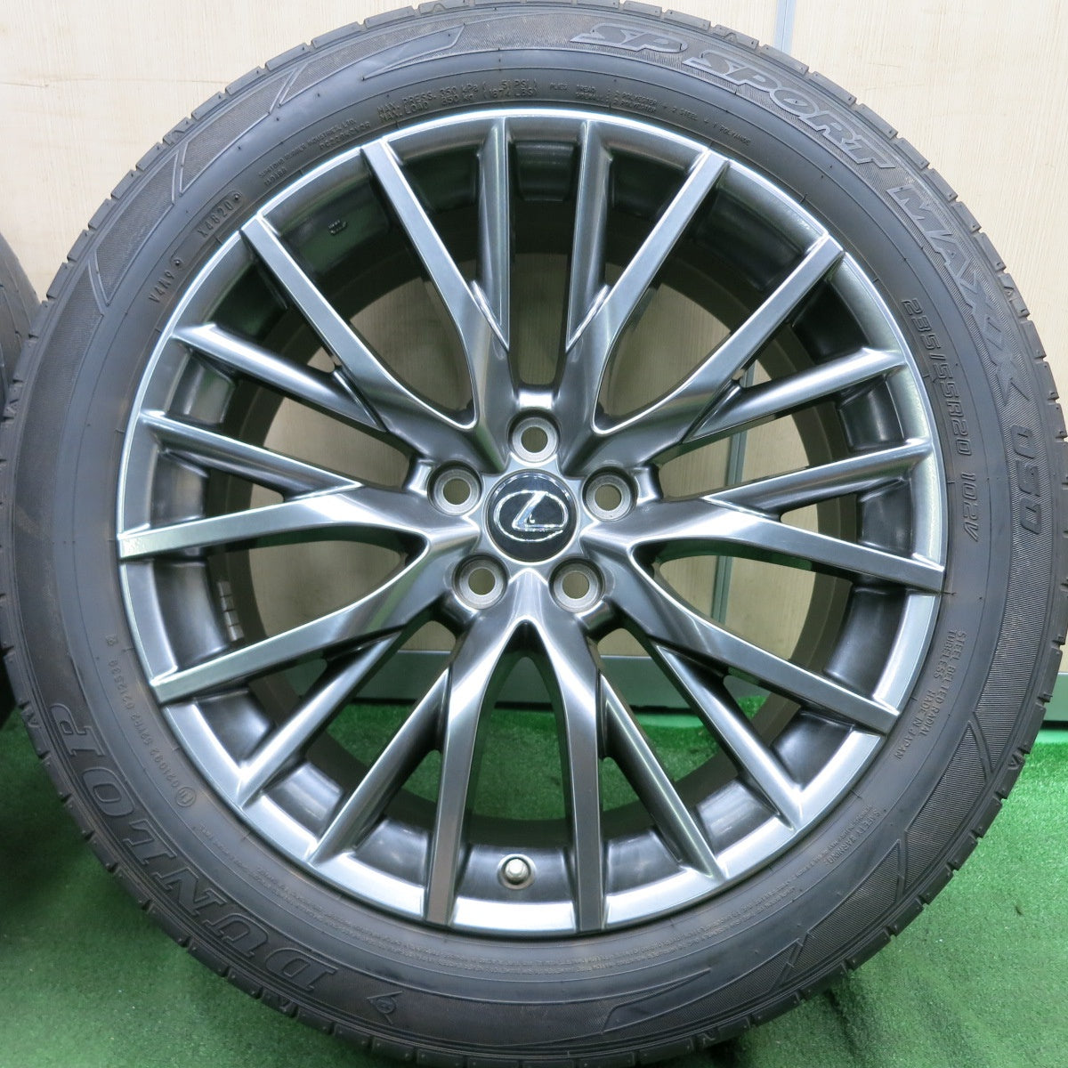 *送料無料* センサー付！20年★レクサス RX Fスポーツ 純正 235/55R20 ダンロップ SPスポーツマックス 050 20インチ PCD114.3/5H★4061604HAノ