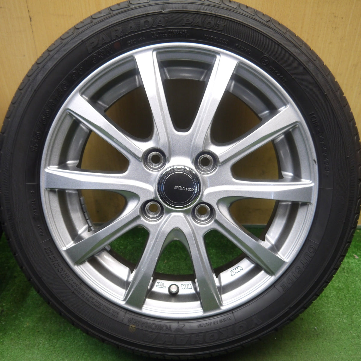 バリ溝！23年！9.5分◎165/55R14 95/93N ヨコハマ PARADA PA03 MiLLOUS VX ミルアス 14インチ 軽サイズ 軽トラック 軽バン 等 PCD100/4H◎6092801Hノ