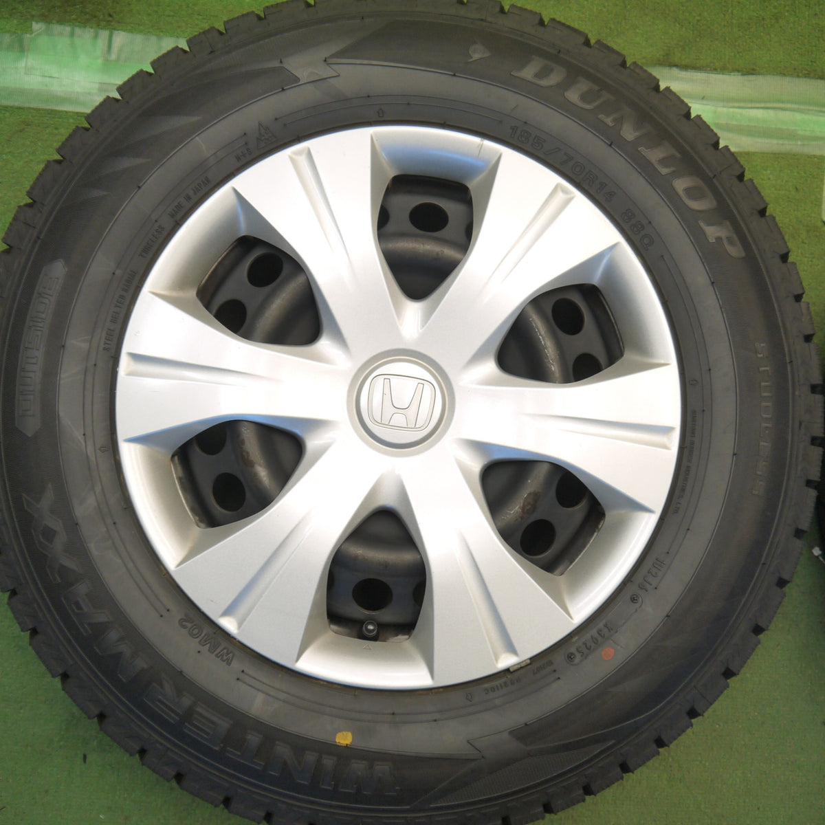 バリ溝！25年！ほぼ10分◎ホンダ フリード 純正 スチール 185/70R14 スタッドレス ダンロップ ウインターマックス WM02 14インチ PCD100/4H◎6092503Hス