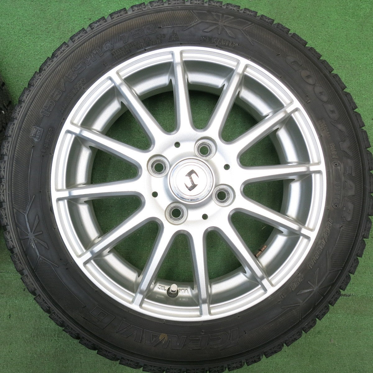 超バリ溝！ほぼ10分★スタッドレス 155/65R14 グッドイヤー アイスナビ6 社外 アルミ 14インチ PCD100/4H★6050508HAス