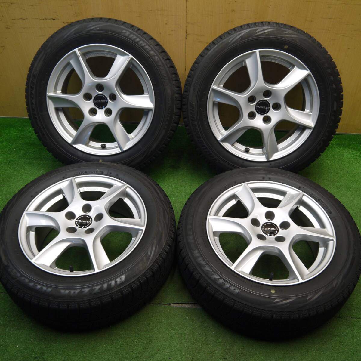 4本価格★ワーゲン等 BORBET 175/65R15 スタッドレス ブリヂストン ブリザック REVO GZ ボルベット PCD100/5H★5031706Hス