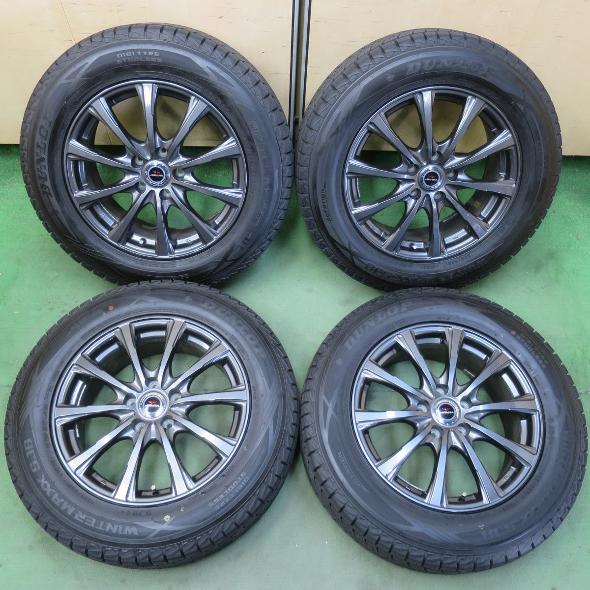バリ溝！24年！キレイ！9.5分★スタッドレス 225/65R17 ダンロップ ウインターマックス SJ8 SJ8+ AIRNOVA エアノヴァ 17インチ PCD114.3/5H★6041803イノ