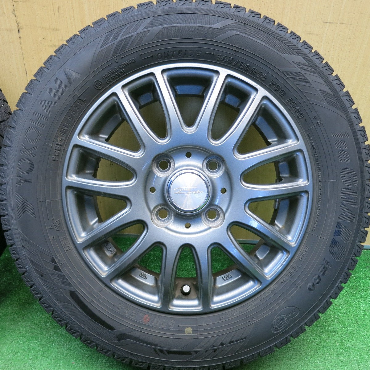 バリ溝！キレイ！8.5分★スタッドレス 145/80R13 ヨコハマ アイスガード iG60 E spider 社外 アルミ 13インチ PCD100/4H★6041106HAス