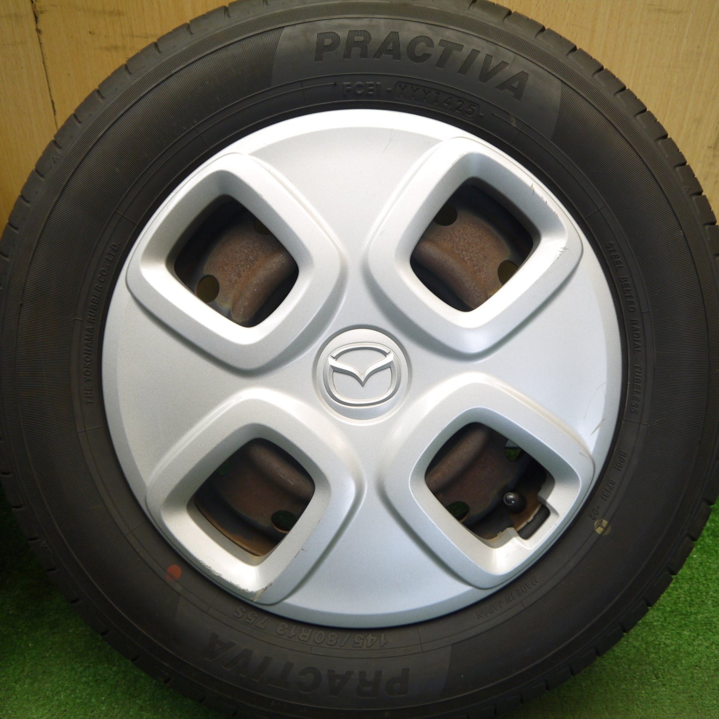 4本価格！25年★マツダ キャロル 純正 スチール 145/80R13 プラクティバ ヨコハマ 13インチ PCD100/4H★6041305Hノ