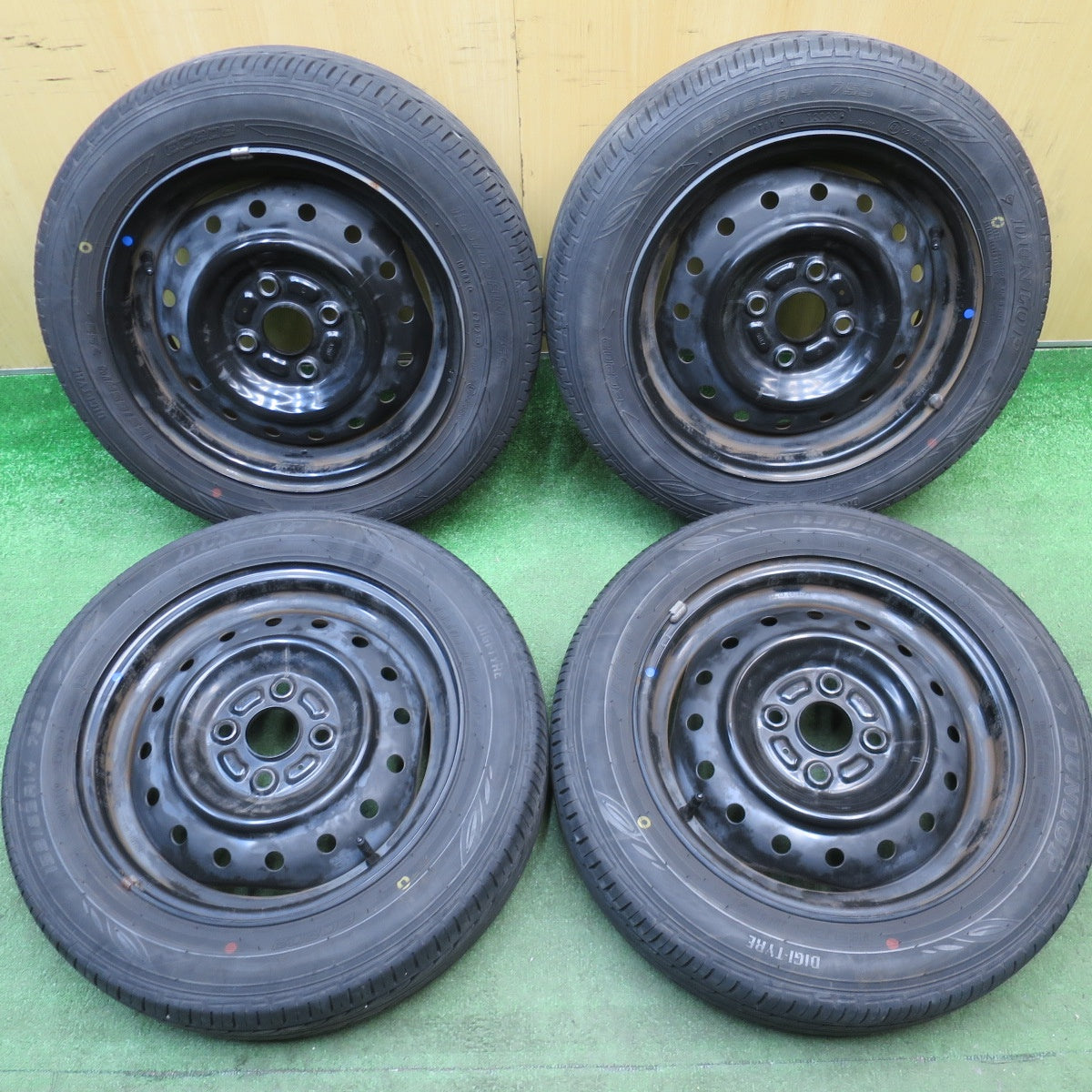 4本価格！23年★155/65R14 ダンロップ EC202 スチール ホイール 14インチ PCD100/4H★6032706NJノ