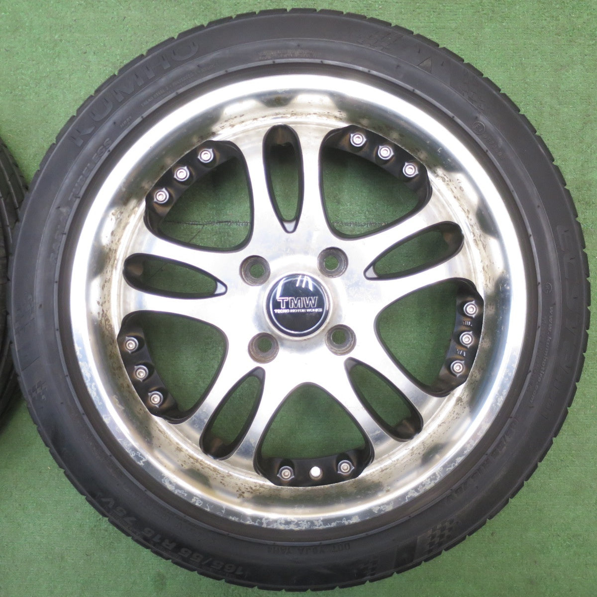 バリ溝！9.5分★165/55R15 クムホ エクスタ HS51 TMW TECNO MOTOR WORKS テクノ モーター ワークス 15インチ 軽サイズ PCD100/4H★6051102NJノ