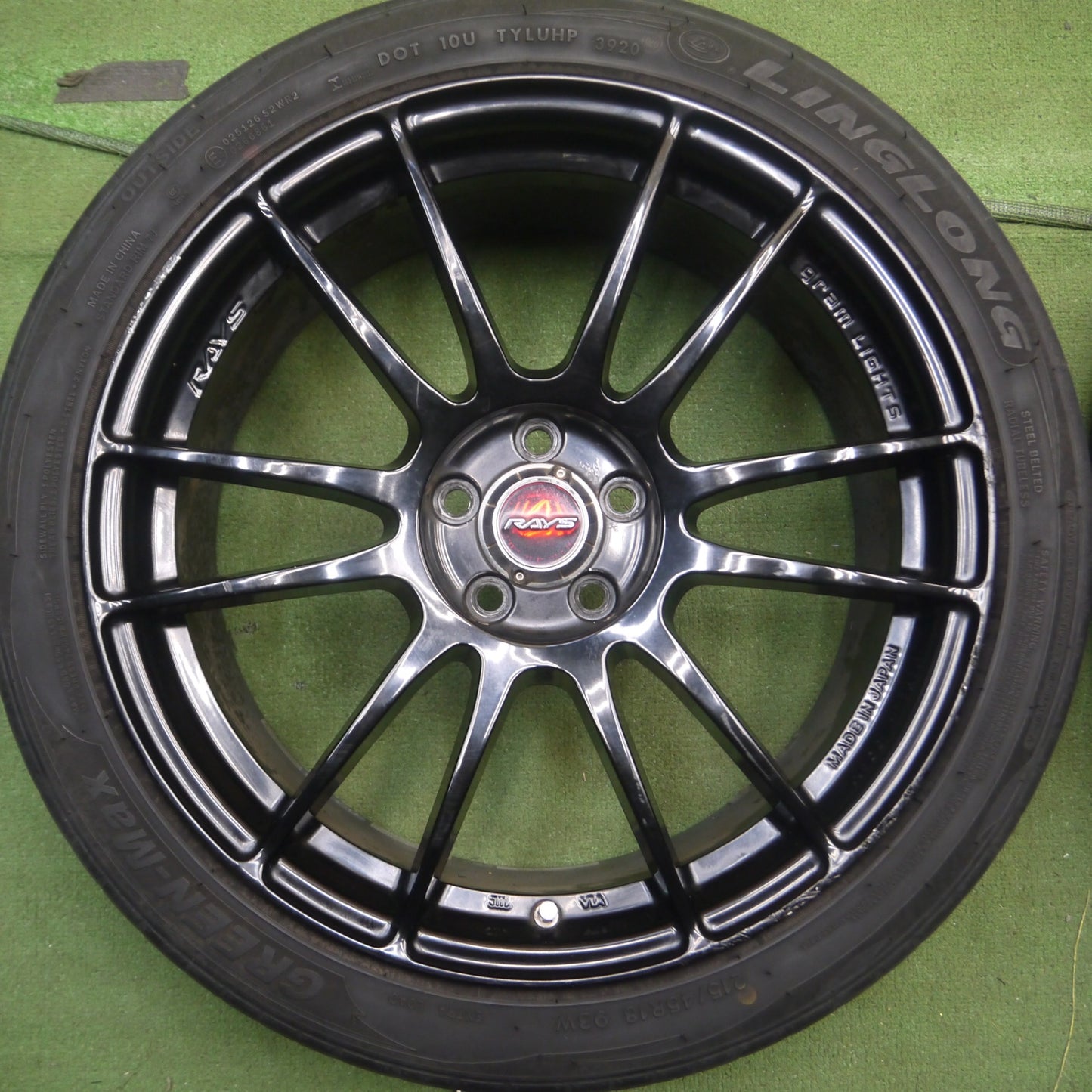 *送料無料* 4本！20年★レガシィ等 RAYS 57XTREME gram LIGHTS 215/45R18 リンロン GREEN-Max レイズ グラムライツ PCD100/5H★4052711Hノ